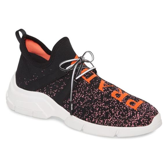 Prada Logo Speckled Lace Up Sneakers - Picture 2 of 15